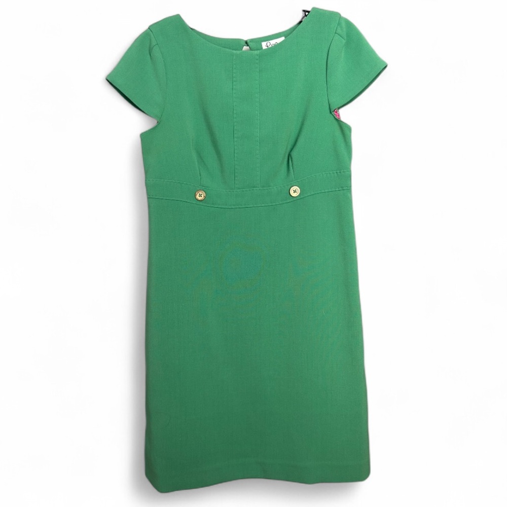 LILLY PULITZER Kelly Green Sheath Dress Retro Mod Preppy Old Money Derby Size 4